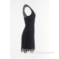 Black 2 layer lace back less dress